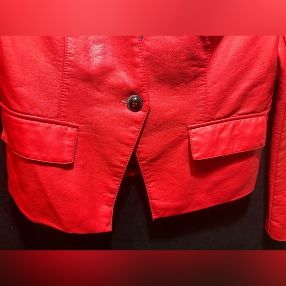 BLACK RIVET {Women's Red Faux Leather Blazer/Jacket. Size M - Picture 9 of 15